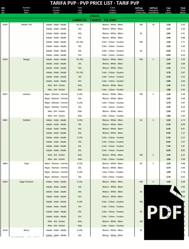 Tarifa PVP Roly 2026